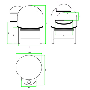 Forno a legna artigianale rivestimento mosaico bianco azzurro pizza linea wave *** misura Ø 80 cm, confezione 1