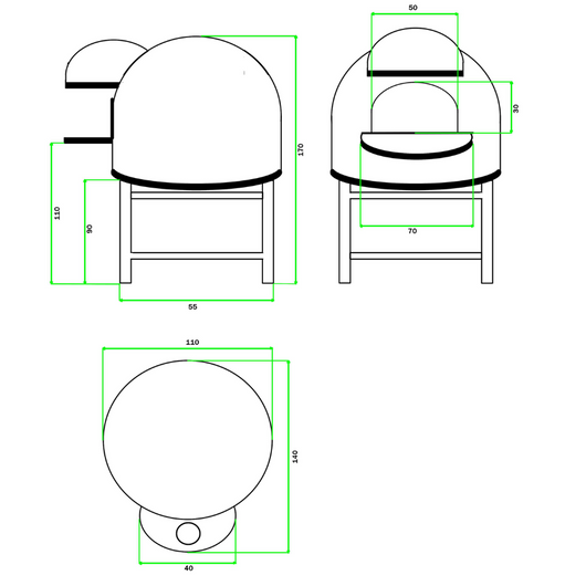 Forno a legna artigianale rivestimento mosaico bianco azzurro pizza linea wave *** misura Ø 80 cm, confezione 1