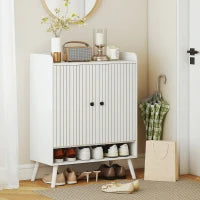 Scarpiera Ingresso con Ripiani Regolabili Compartimento Aperto per 15 Paia di Scarpe 75x35x97 cm Bianco