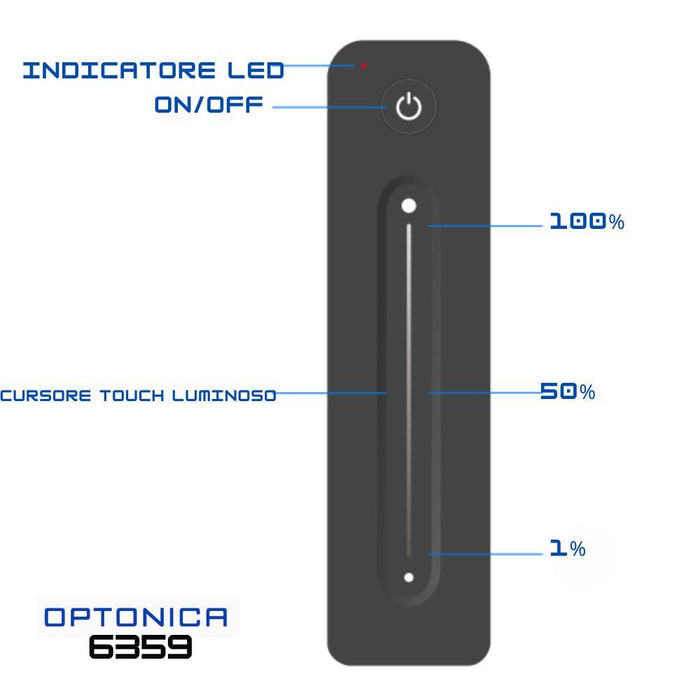Optonica 6359 dimmer rf led da parete regolazione luminosità nera