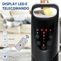 Ventilatore a Colonna con Telecomando fino a 5m, Oscillante 70° con 3 Modalità e 3 Velocità, Timer 7.5h, 40W Nero, Ф18x78.5cm