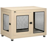Gabbia per Cani dal Design Moderno, Bloccabile, 2 Porte, 94 cm x 60 cm x 71.5 cm, Rovere e Nero