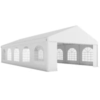 Gazebo da Giardino 10x5m con Pareti Rimovibili e Finestre, Acciaio e Poliestere