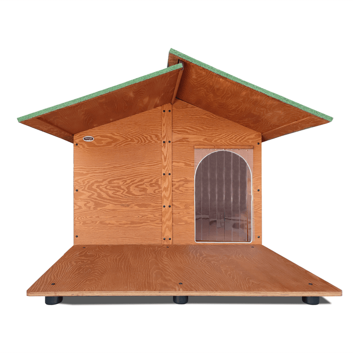CUCCIA IN LEGNO DA ESTERNO MODELLO 4XL GIGANTE DAVANZALE E PENSILINA CON "TENDINA OMAGGIO" L.150 x P.190 x H.115