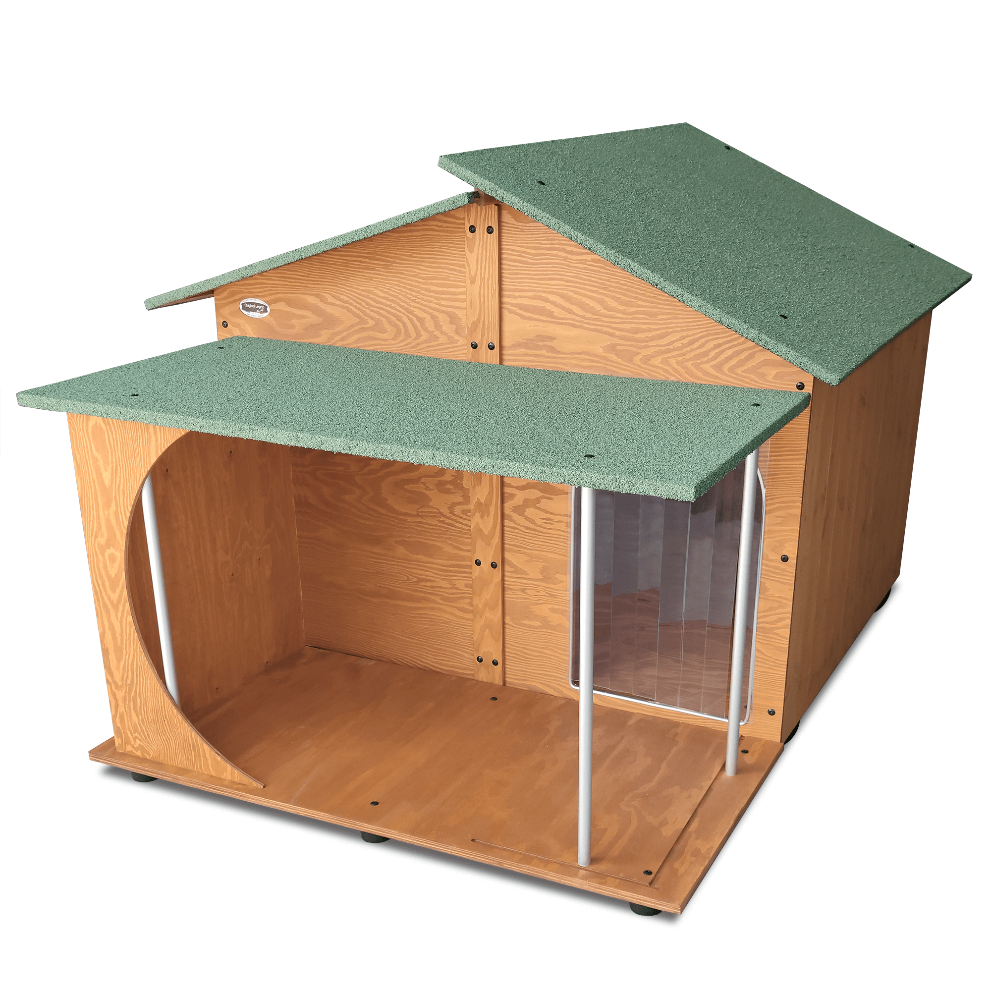 CUCCIA IN LEGNO DA ESTERNO MODELLO 4XL GIGANTE E VERANDA COPERTA PIÙ LATO RIPARATO E "TENDINA OMAGGIO" L.150 x P.170 x H.115