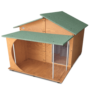 CUCCIA IN LEGNO DA ESTERNO MODELLO 4XL GIGANTE E VERANDA COPERTA PIÙ LATO RIPARATO E "TENDINA OMAGGIO" L.150 x P.170 x H.115