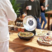 Forno per Pizza Elettrico 1200W con Finestra Trasparente, Timer e Regolazione della Temperatura, Nero