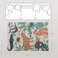 Tappeto a Tema Giungla in Fleece, Facile da Pulire, 150cm x 80cm x 1cm, Multicolore