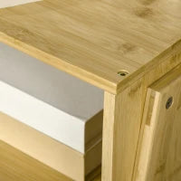 Comodino Multiuso Tavolino da Divano in Bambù, Design Aperto, 43x32.5x42cm