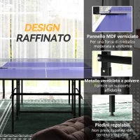 Tavolo da Ping Pong Pieghevole per Interni con Ruote Girevoli, Rete, Racchette e Palline, Blu