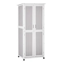 Casetta Porta Attrezzi in Legno di Abete a 3 Livelli con Tetto in Bitume, 77x58x175 cm, Grigio