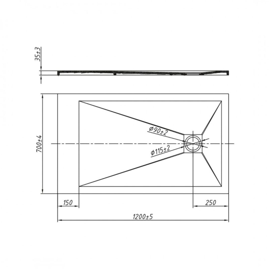 Piatto doccia mineral marmo resina bianco opaco liscio h3,5 cm *** finitura- bianco opaco, misure l120 x p70 x h3,5 c...