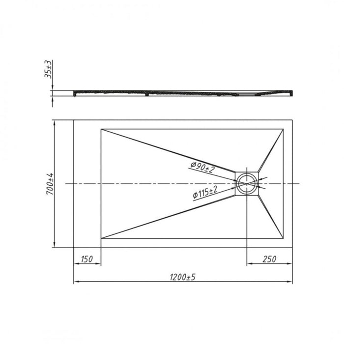 Piatto doccia mineral marmo resina bianco opaco liscio h3,5 cm *** finitura- bianco opaco, misure l120 x p70 x h3,5 c...