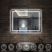 100 x 60 cm,AICA Specchio da Bagno LED con Luce, memoria, antiappannamento,CRI>90,autospegnimento,interruttore touch
