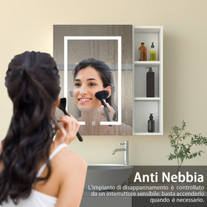 Mobiletto Specchiera Pensile da Bagno 50x70 cm, Bianco