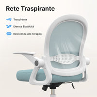Sedia gaming bambino - RATTANTREE - Sedia ufficio piccola - Rete traspirante, braccioli regolabili - Blu
