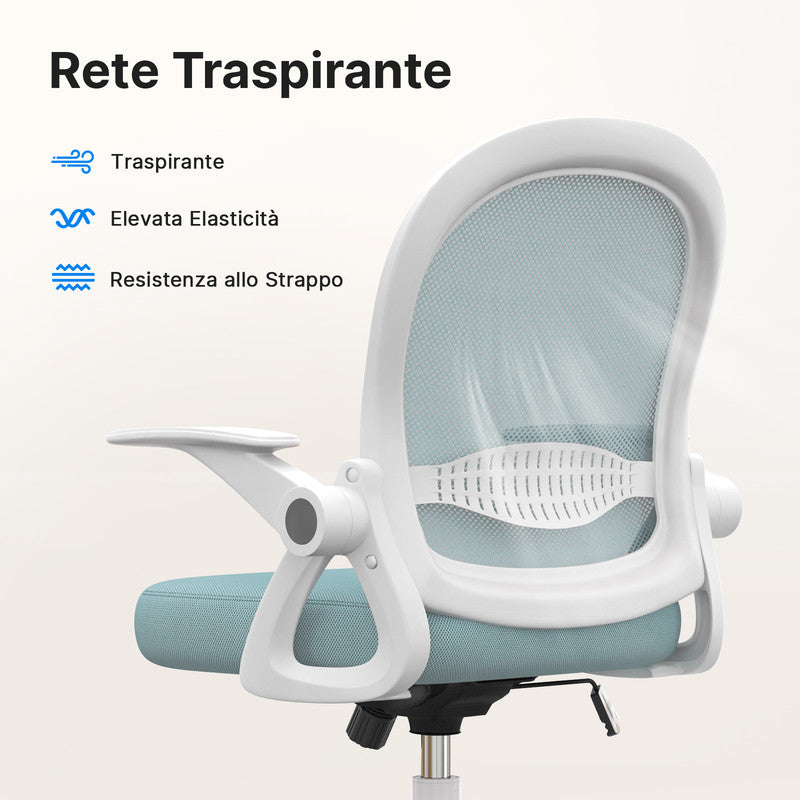 Sedia gaming bambino - RATTANTREE - Sedia ufficio piccola - Rete traspirante, braccioli regolabili - Blu