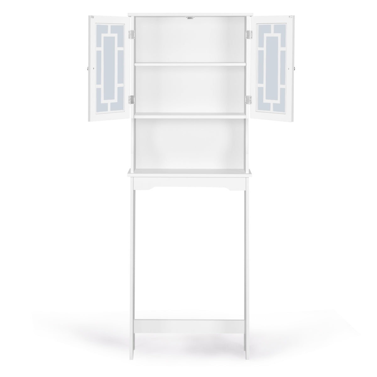 Mobile per lavatrice con 3 mensole e 2 ante per bagno-Mobiletto da bagno 60x22x173cm Bianco