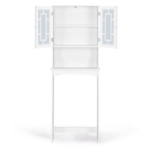 Mobile per lavatrice con 3 mensole e 2 ante per bagno-Mobiletto da bagno 60x22x173cm Bianco