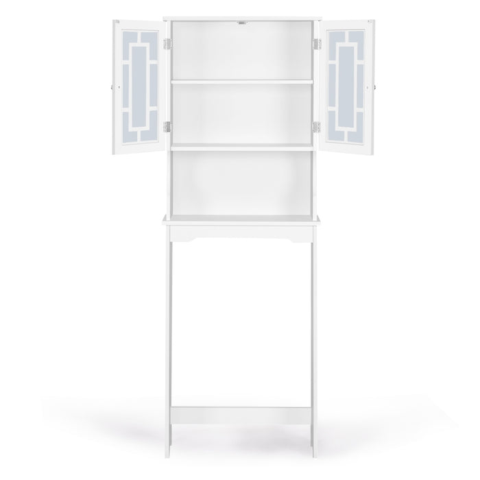 Mobile per lavatrice con 3 mensole e 2 ante per bagno-Mobiletto da bagno 60x22x173cm Bianco