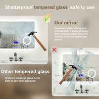 Specchio bagno Rettangolare 100x60cm Led Con 3 Luci + 3X Lente d'ingrandimento + Bluetooth + Antiappannamento