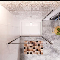 185 cm Box Doccia Angolare Porta Scorrevole con Parete Fissa Vetro Temperato 5 mm Trasparente Telaio Cromato Lucido 160x80 cm