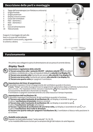 CFG ORBITAL 3D EV124 VENTILATORE PIANTANA ORBITALE 3 velocità oscillazione orbitale 3D timer funzione vento naturale display touch screen
