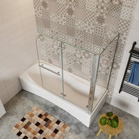 110x140cm Parete Doccia Sopravasca Angolare 2 Ante Pieghevoli con Parete Laterale 80 cm Vetro Temperato 6 mm Anticalcare Portasciugamani Cromato Lucido