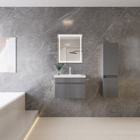 Mobile bagno sospeso con lavabo da incasso 59 cm,bianco, 2 ante.