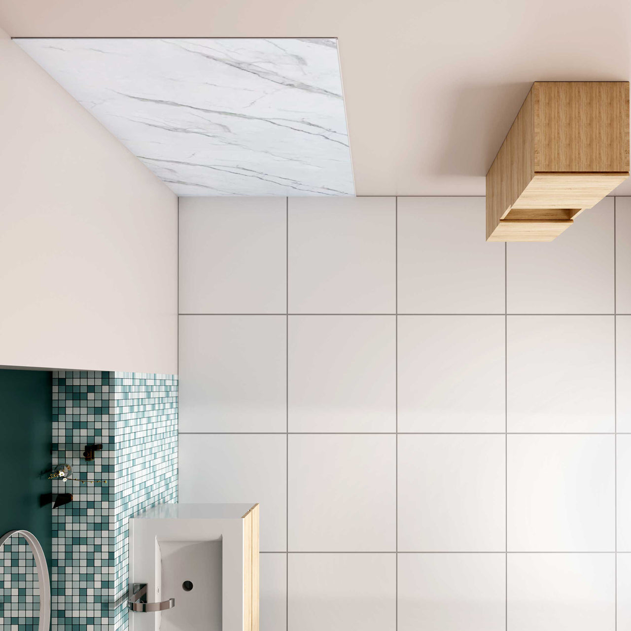 40x210 cm Pannello Doccia Realizzato in Alluminio Spessore 3mm con Profili Finitura Bianco Alba per Rivestimento Parete Bagno