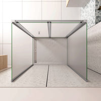 185cm Box Doccia a Tre Lati Porta a Soffietto 96cm con Doppia Parete Fissa 80x80cm in Vetro Temperato Satinato Opaco 5 mm Profilo Cromato Lucido