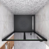 185 cm Box Doccia per Nicchia Porta a Soffietto Vetro Temperato 5 mm Trasparente  Profilo Nero Opaco 80 cm