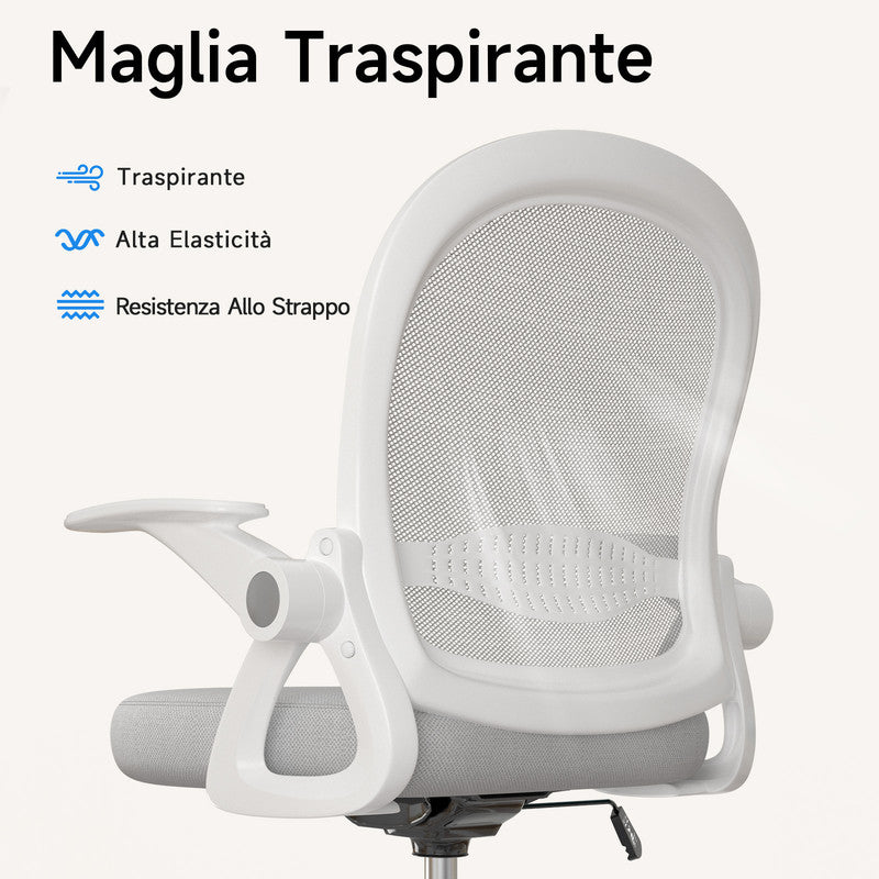 Sedia ufficio altezza alta - Mesh Drafting Chair - Altezza e Poggiapiedi Regolabili - braccioli regolabili - Capacità di Carico 120 kg - Grigio