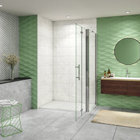 185 cm Box Doccia Walk In  Parete Fissa 70 cm + Porta Pieghevole 87 cm Vetro da 6 mm Temperato Anticalcare Barra Stabilizzatrice 45 cm Cromo Lucido