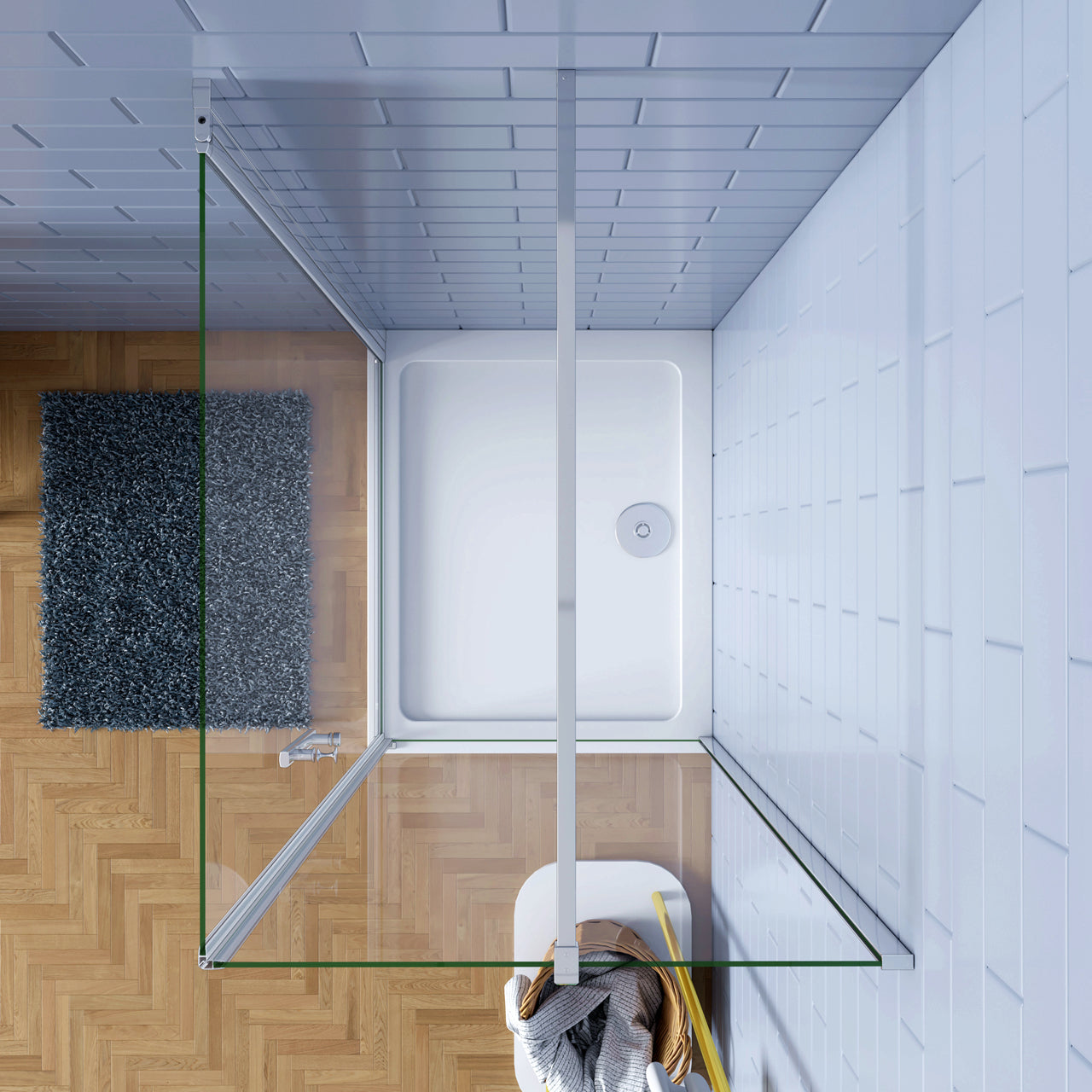 H.195cm Box Doccia Angolare Porta Battente con Lato Fisso 70x90cm Vetro Temperato 6mm Anticalcare Barra da 90 cm