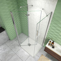 185 cm Box Doccia a Tre Lati Porta Pieghevole a Libro 90 cm Doppia Parete Fissa 80 cm Vetro da 6 mm Temperato Anticalcare Barra Stabilizzatrice 45 cm Cromo Lucido