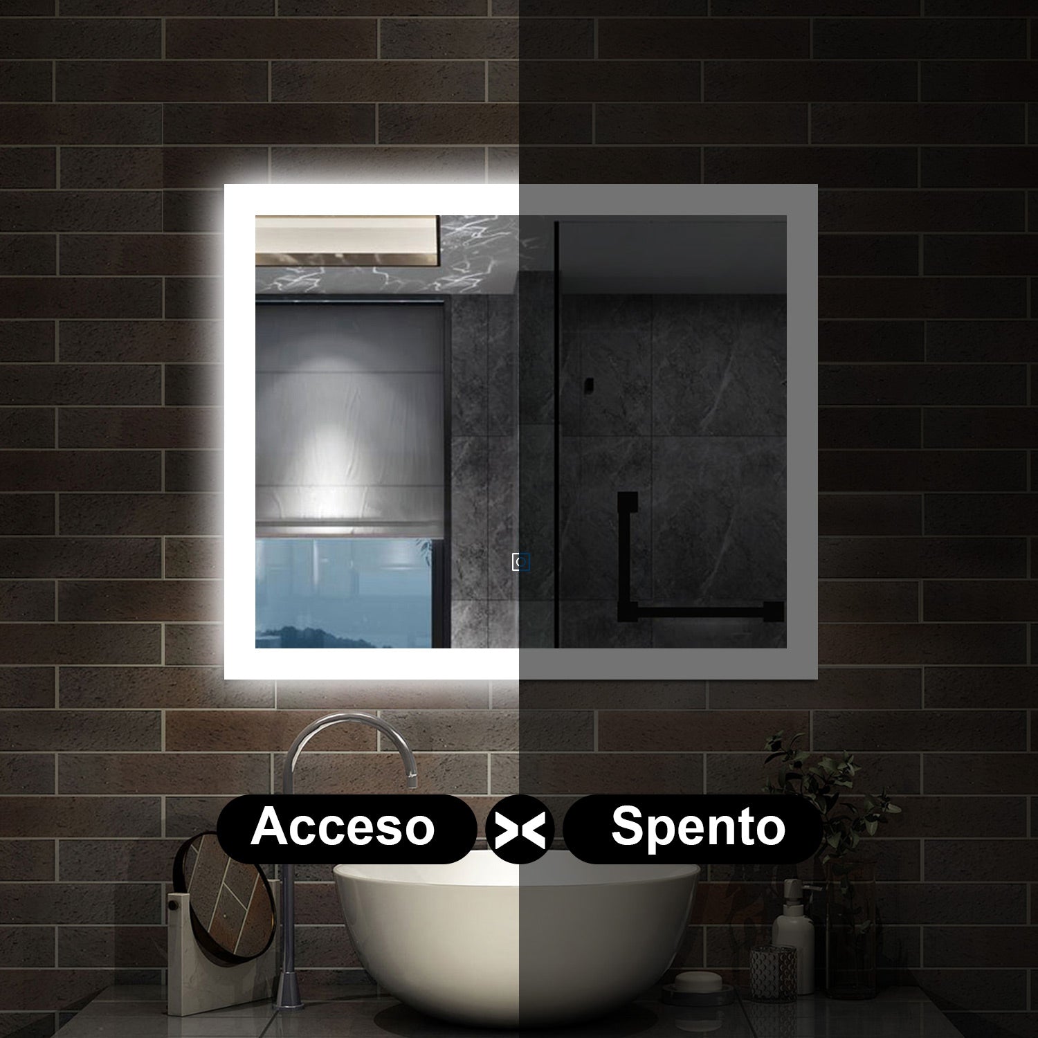 100 x 60 cm,AICA Specchio da Bagno LED con Luce, memoria, antiappannamento,CRI>90,autospegnimento,interruttore touch