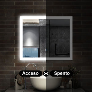 100 x 60 cm,AICA Specchio da Bagno LED con Luce, memoria, antiappannamento,CRI>90,autospegnimento,interruttore touch