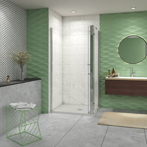 185 cm Box Doccia Angolare Porta Battente Pieghevole 100 cm Parete Fissa 70 cm Vetro da 6 mm Temperato Anticalcare Barra Stabilizzatrice 45 cm Cromo Lucido