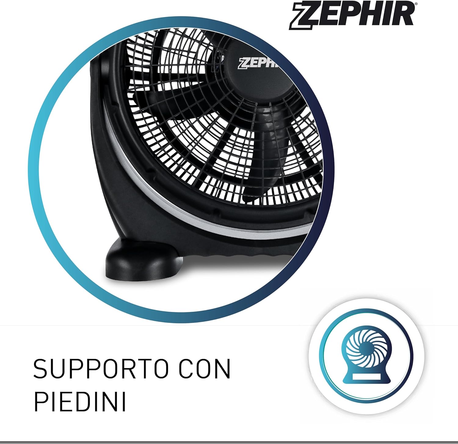 Zephir ZBF04CM Ventilatore da Pavimento, Nero