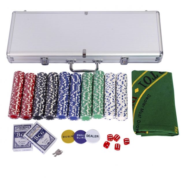 Set da poker con 500 fiches valigetta da poker per 2-4 giocatori con serratura in alluminio giochi di carte dadi 20_0007490