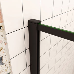 120x200cm Walk In Parete Per Doccia in Vetro Temperato 8mm Anticalcare con Bordo Nero Serigrafato Barra Stabilizzatrice da 73-120 cm