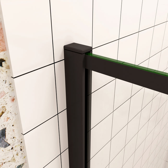 120x200cm Walk In Parete Per Doccia in Vetro Temperato 8mm Anticalcare con Bordo Nero Serigrafato Barra Stabilizzatrice da 73-120 cm