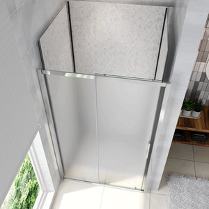110x185 cm Porta Doccia Per Nicchia Anta Scorrevole Ingresso Laterale In Vetro Temperato 5mm Satinato Opaco