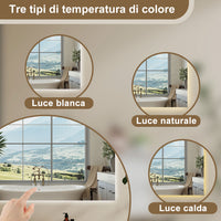 AICA SPECCHIO DA BAGNO CON LED, 80x60cm, Antiappannamento, 3 Temperature Colore, Retroilluminato