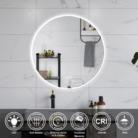 AICA Specchio da bagno 70 x 70 cm, blue tooth, 3 colori, antiappannamento, dimmerabile, interruttore touch, Funzione Memoria