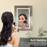 Mobiletto Specchiera Pensile da Bagno 50x70 cm, Bianco