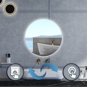 Specchio da bagno Rotondo con 100cm,Memoria, Antifog,Regorabile,Retroilluminato,doppio interruttore,