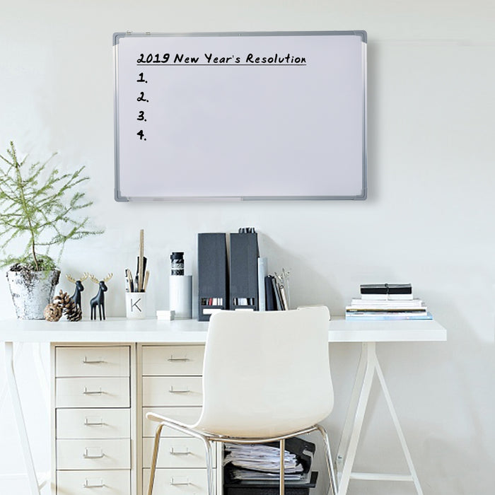 Lavagna magnetica bianca con cornice in alluminio Lavagna cancellabile per scuola casa ufficio 90x60cm-Lavagne