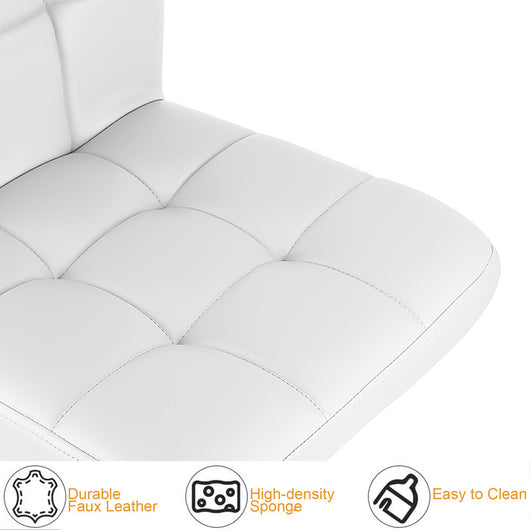 Set di 2 sgabelli da bar in pelle PU - RATTANTREE - regolabile in altezza, sgabello da cucina con schienale - Bianco